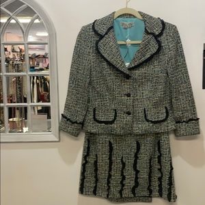 Kay Unger size 8 tweed suit cotton metallic